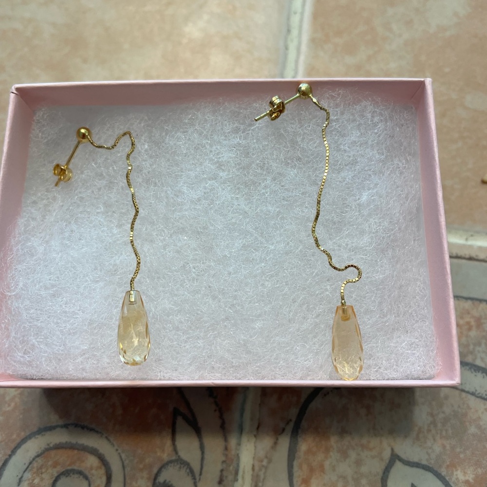 14k gold citrine drop earrings - great condition